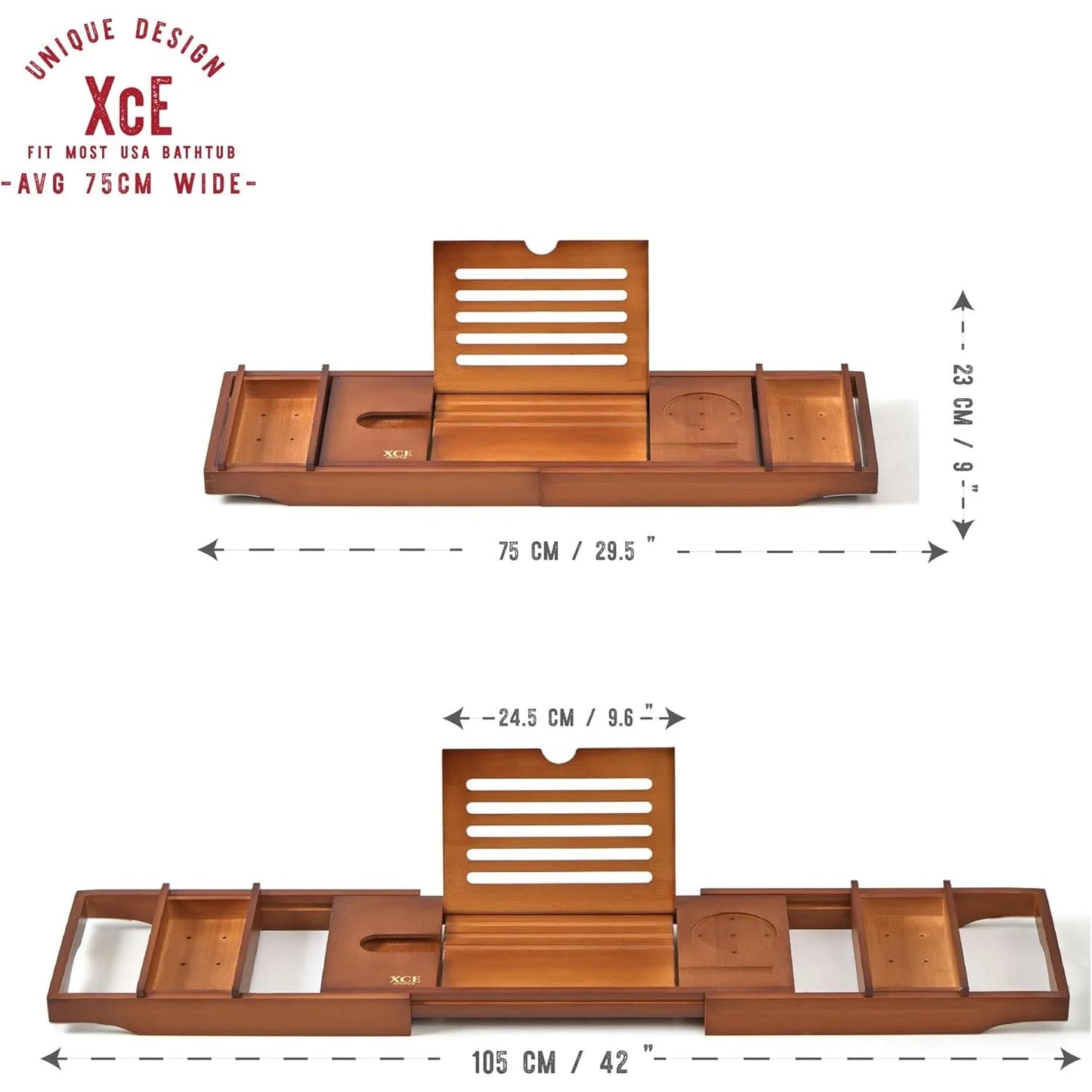 Eco-Friendly 105cm Bamboo Bath Tray, Adjustable Bathtub Caddy with Soap Dish & Wine Slot, Perfect for Relaxing Bath Time