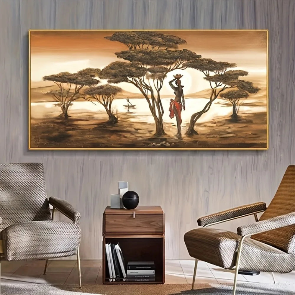 Pine Wood Framed African Sunset Framed Poster