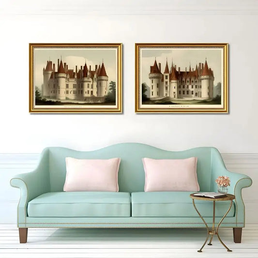 2Pcs Vintage Castle Wall Art