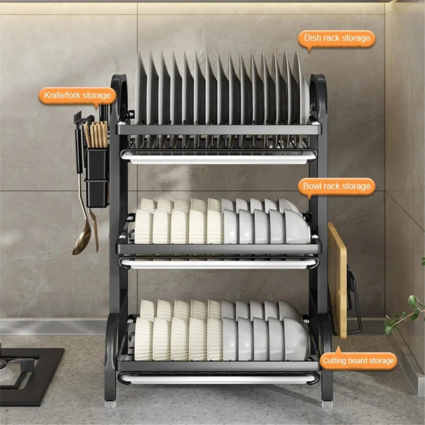 Three-Tier Space-Saving Dish RackK