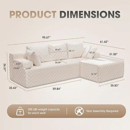 Modular L-Shaped 3-Seat Sectional | Memory Foam with Deep Seating & Storage Modules | Living Room Sofa
