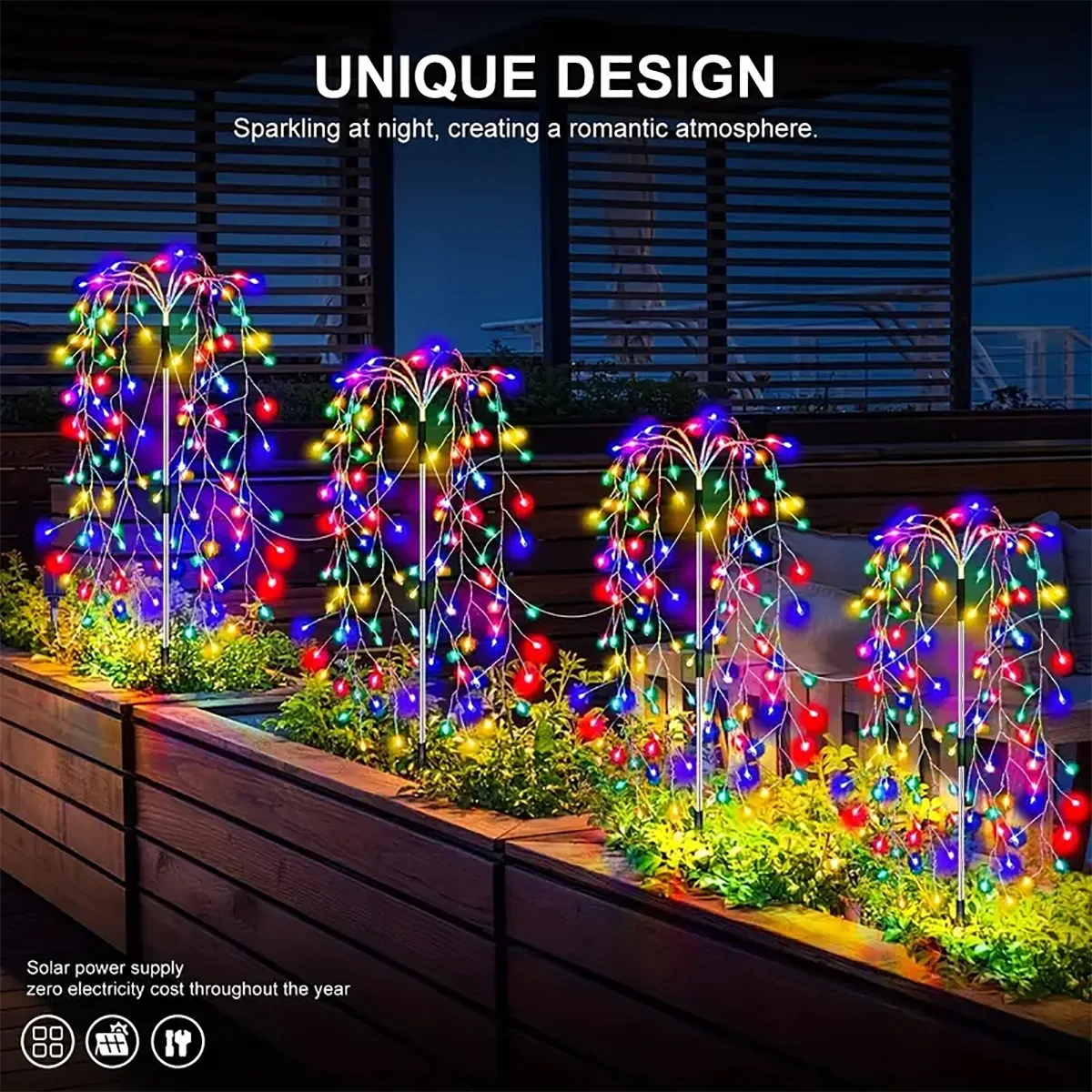 4Pack 680LED Christmas Solar Firecracker Outdoor Lights