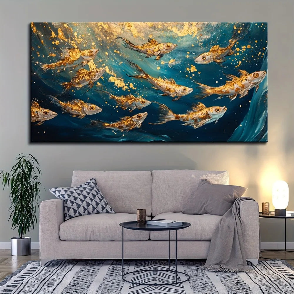 Abstract Ocean Dancing Goldfish