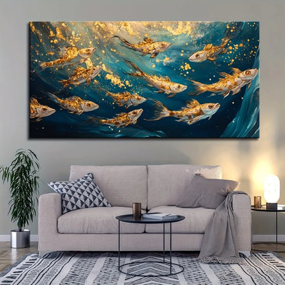 Abstract Ocean Dancing Goldfish