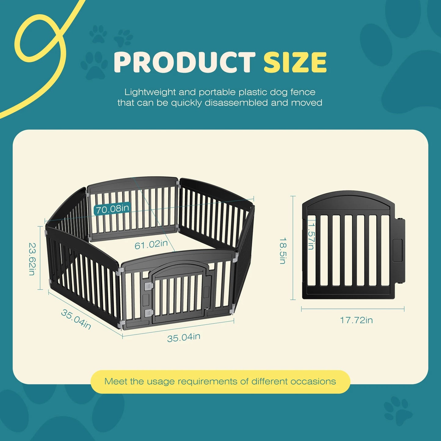 6 Panel 24IN Expandable Dog Playpen