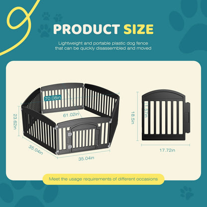 6 Panel 24IN Expandable Dog Playpen