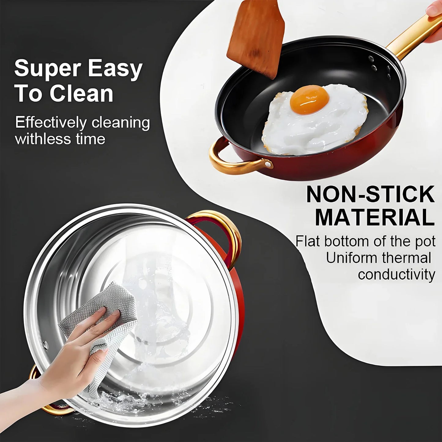 12-Piece Stainless Steel, Non-Stick, Kitchen Cookware