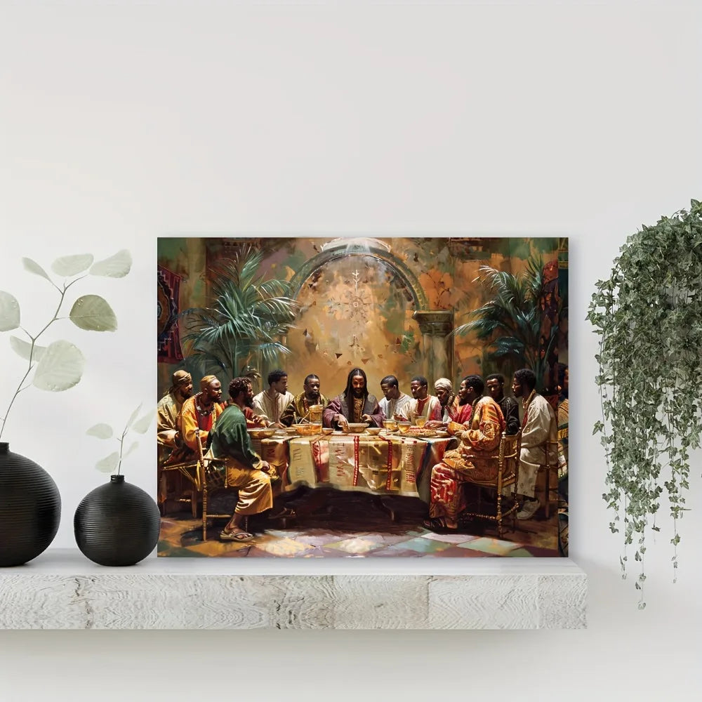 Black Last Supper Canvas Mural