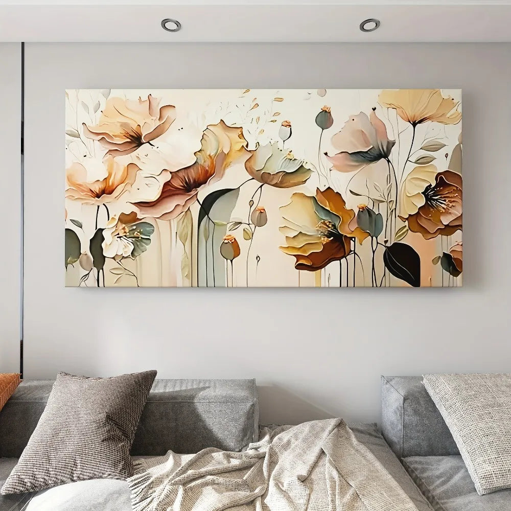 Flowy Petal And Leaf Floral Canvas Art