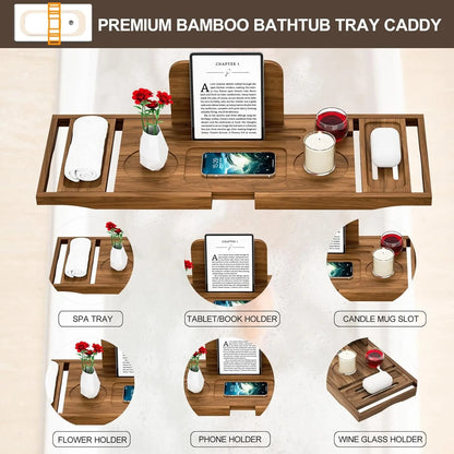 Premium Teak Bathtub Caddy
