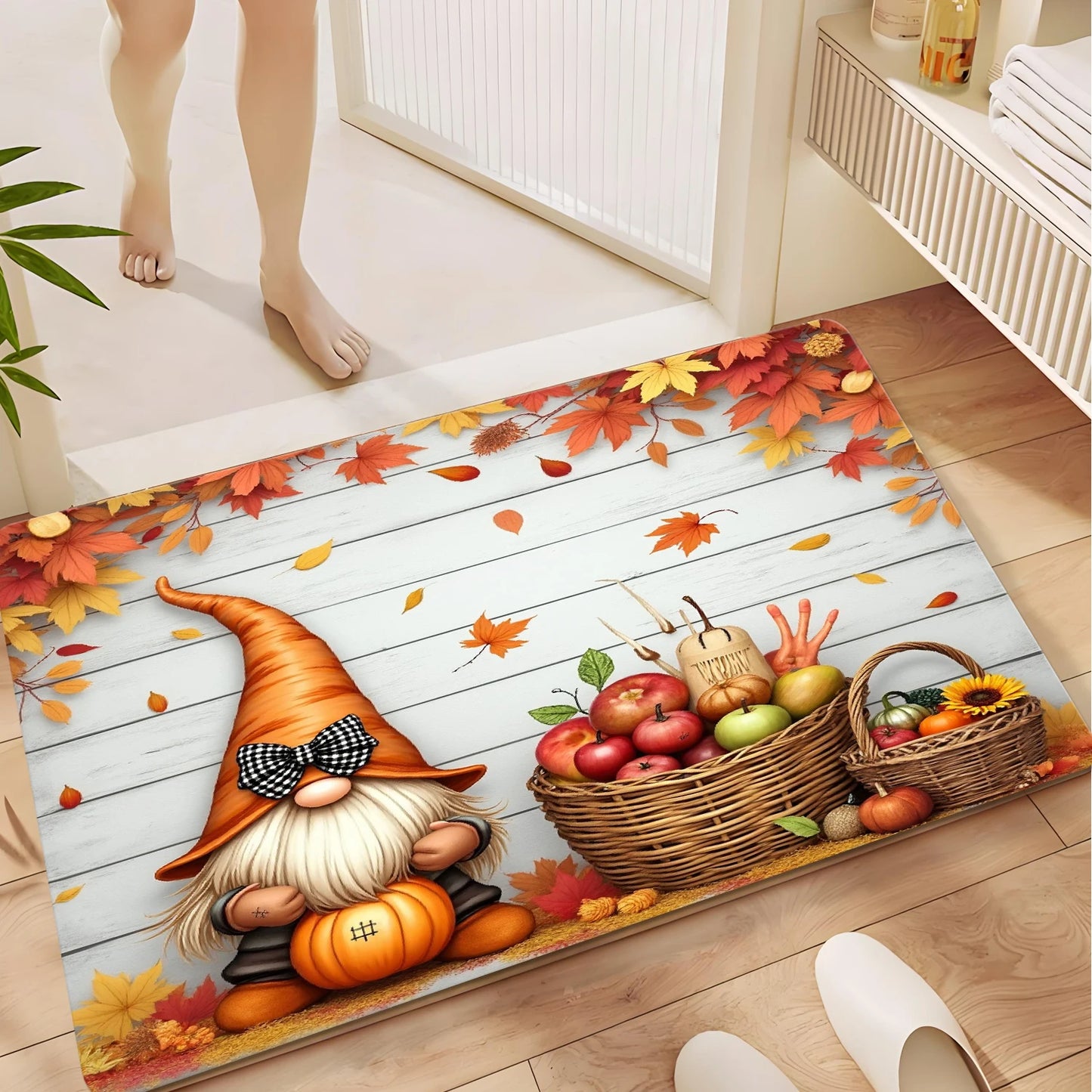 3Pcs Autumn Gnome Bathroom Mat Set