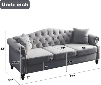 2Pcs Chesterfield Velvet Sofa And Loveseat