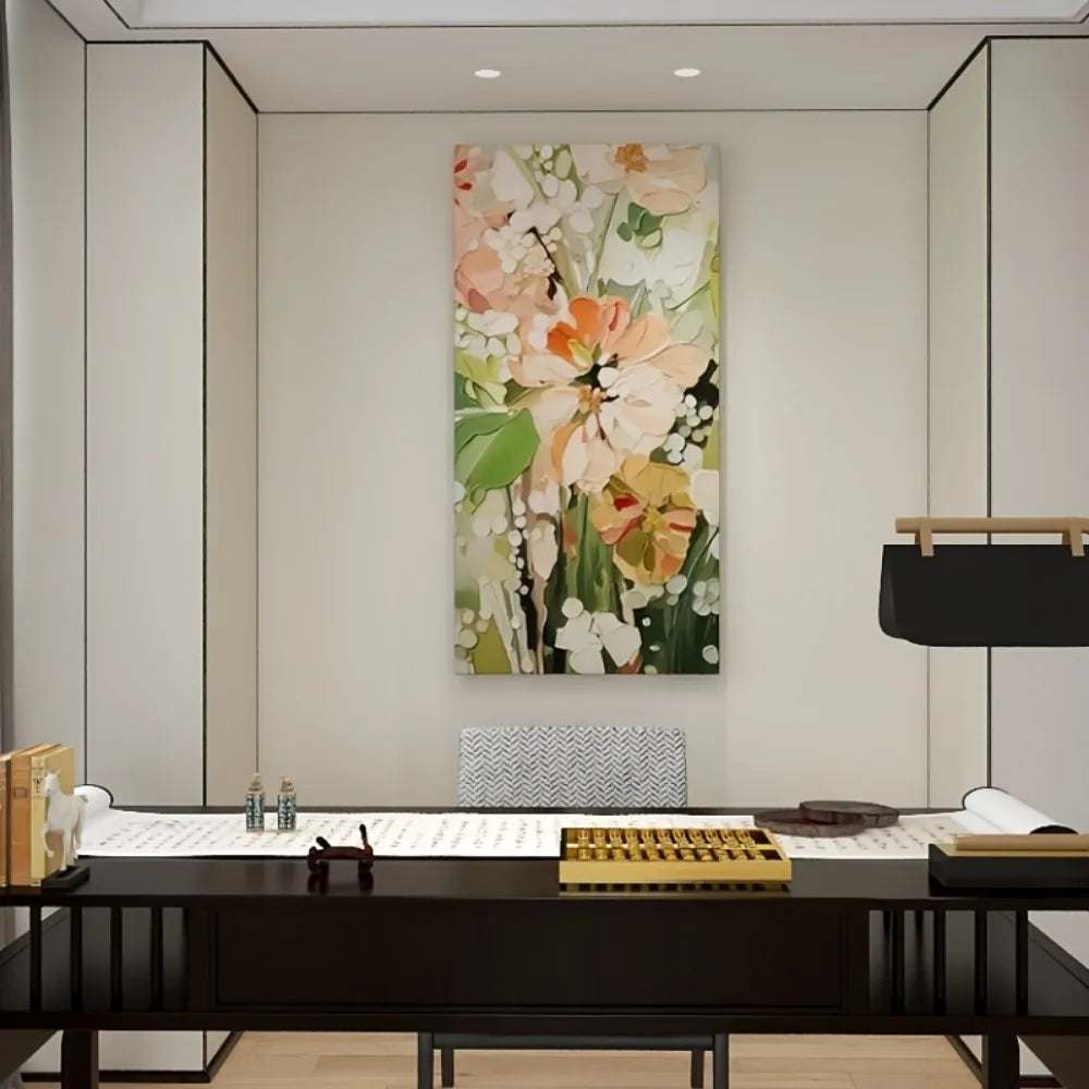 Pink, Orange And Green Floral Wall Art