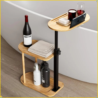 3 Tier Bathtub Tray Organizer, Bamboo Bath Shelf for Small Space & Wall Mounted Tubs