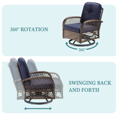 3Pcs Outdoor Rotating Rocking Chair Set