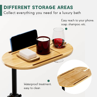 3 Tier Bathtub Tray Organizer, Bamboo Bath Shelf for Small Space & Wall Mounted Tubs