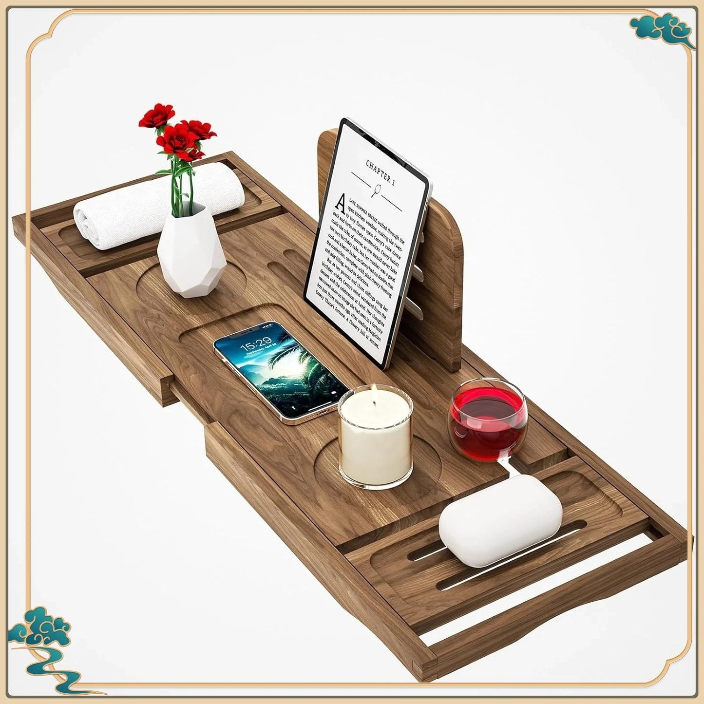 Premium Teak Bathtub Caddy