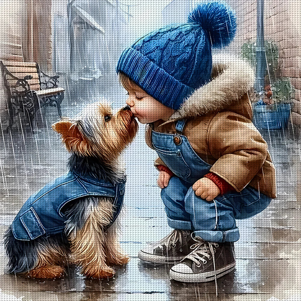 Boy With Dog Cross Stitch Kit