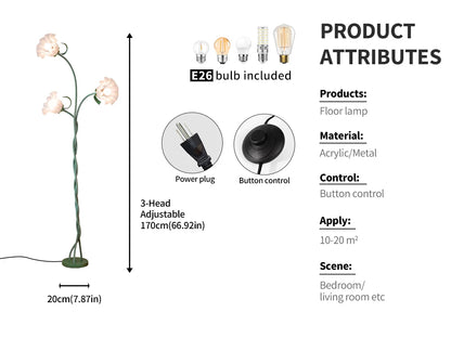Retro 3-Head Flower Floor Lamp
